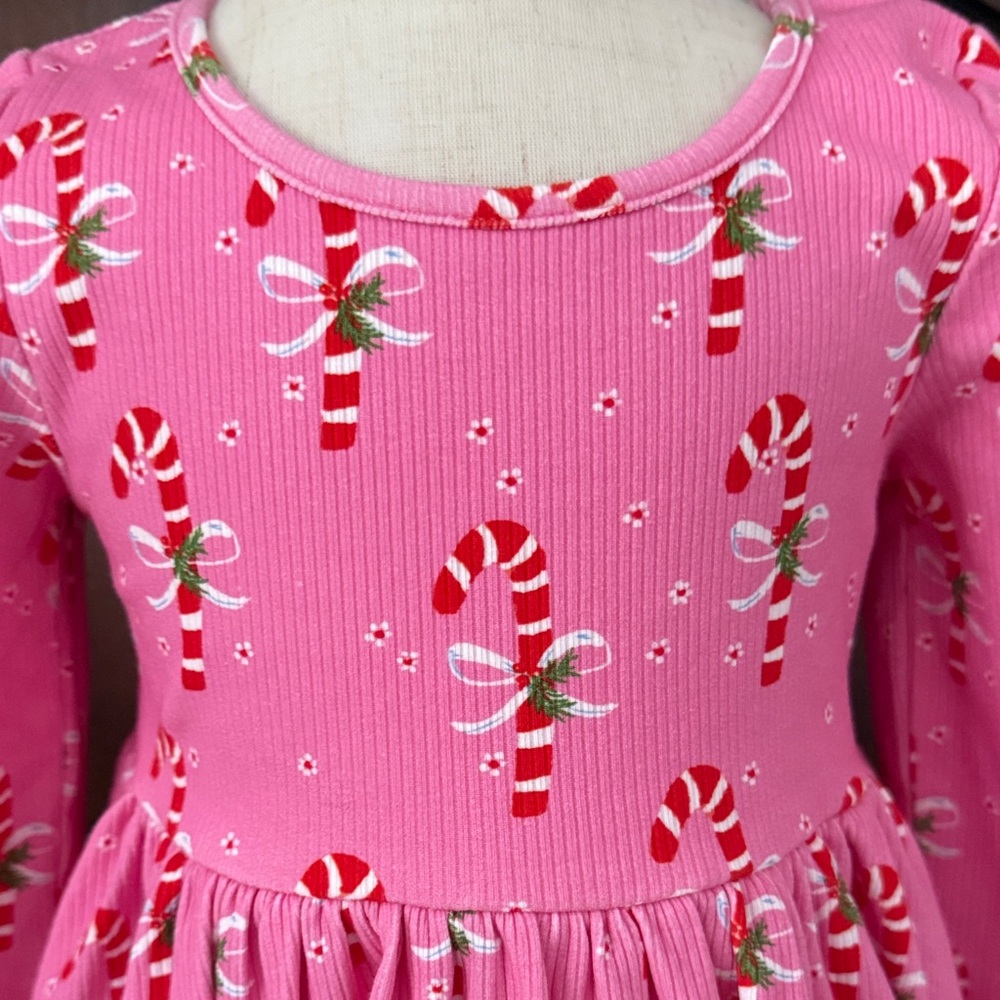 Girls SWEETHONEY Pink Candy Cane Twirl Dress Size 5Y - Picture 3 of 7
